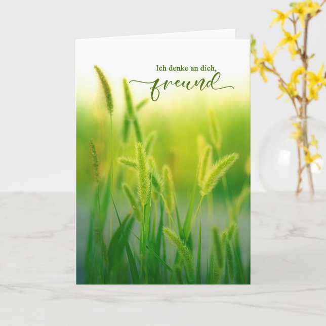 Thinking of You German Language Summer Grasses Card (Yellow Flower)