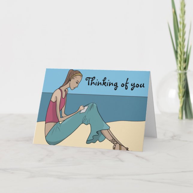 THINKING OF YOU , GIRL ON THE BEACH CARD (Front)