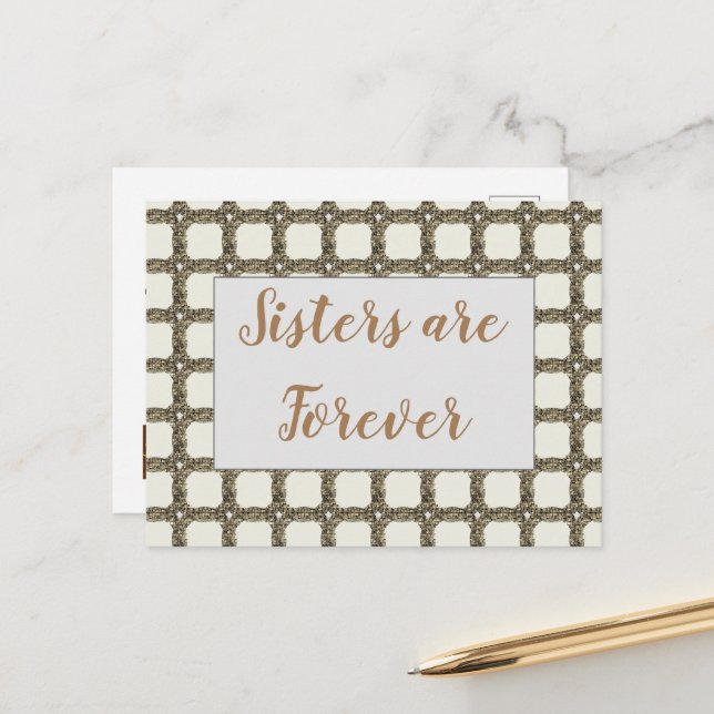 Thinking of You Gold Chain Love You Sister Postcard (Front/Back In Situ)