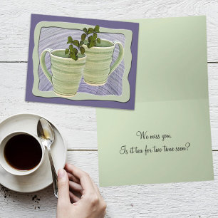Thinking of You Green Cups Mint Leaves Photo  Card