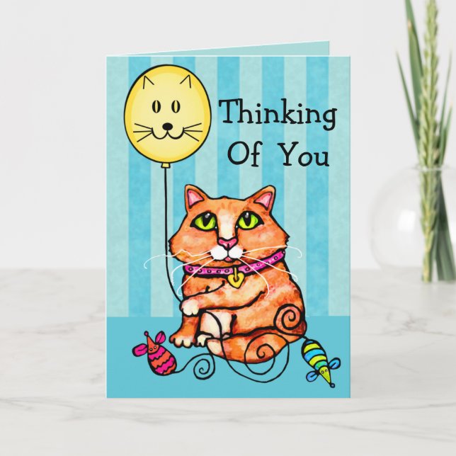 Thinking Of You Greeting Card For Cat Lovers (Front)