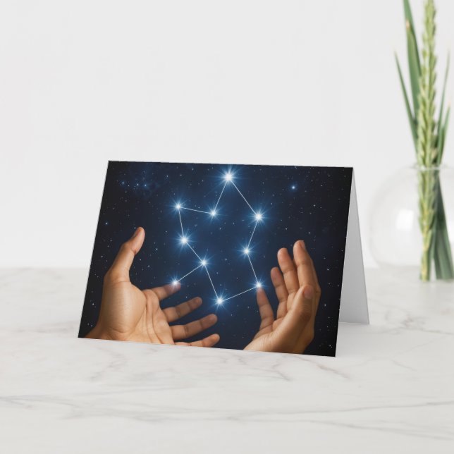 Thinking of You Hands Holding Star Consellation Card (Front)