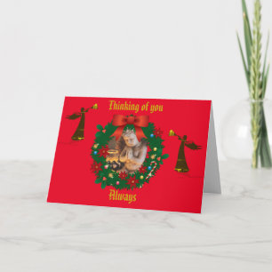 Thinking of you Holidays & always Angel Holiday Card