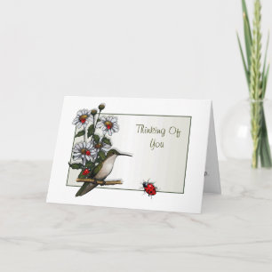 Thinking Of You:  Hummingbird, Daisies, Ladybugs Card