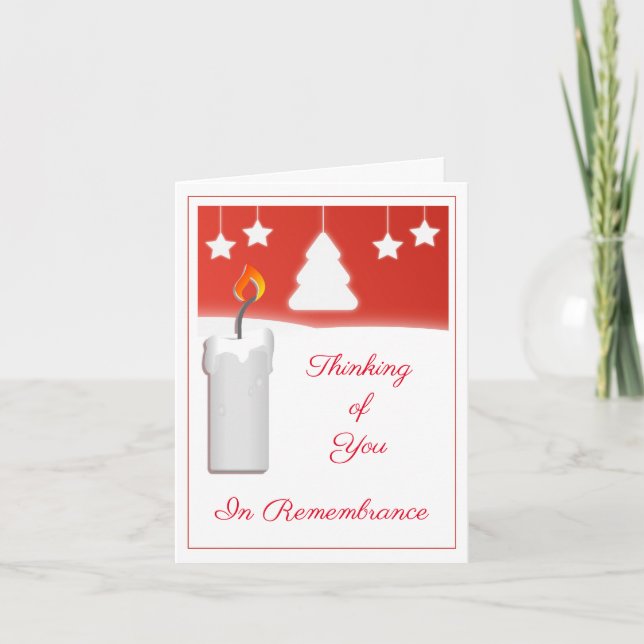 Thinking Of You In Remembrance Christmas Candle Holiday Card (Front)