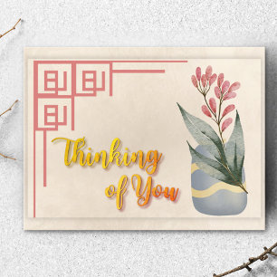 Thinking of You Japandi Style Floral Postcard