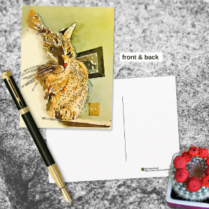 Thinking of You Kitty Heart Nose Watercolor Postcard