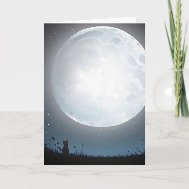 Thinking Of You Kitty In Moonlight Card (Front)