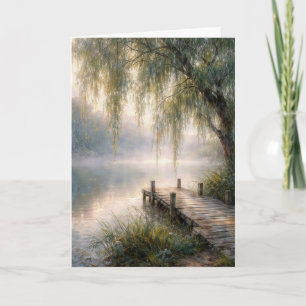 Thinking of You Lake Dock with Willow Tree Card