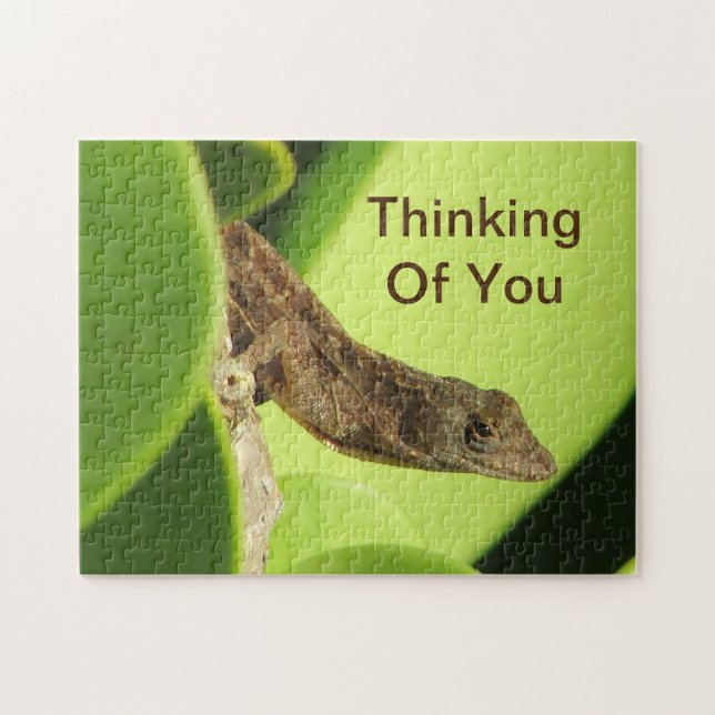 Thinking Of You Leaves Reptile Gecko Friendship Jigsaw Puzzle (Horizontal)