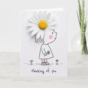 Thinking of You Little Girl With a White Daisy Card