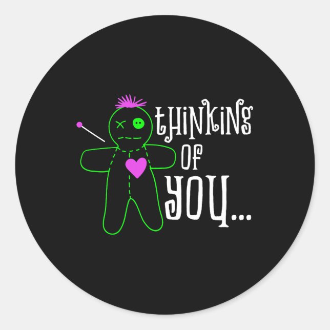 Thinking Of You Mardi Gras Voodoo Doll Classic Round Sticker (Front)