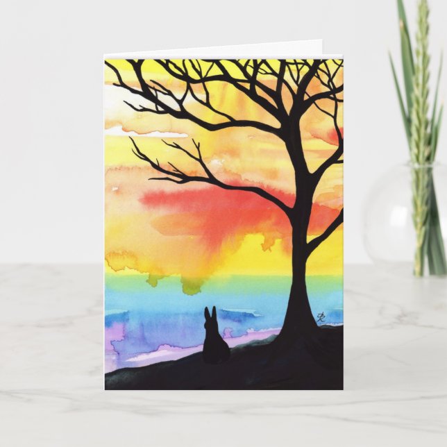 Thinking of you Miss you Rabbit Card by Bihrle (Front)