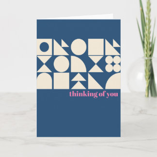 Thinking of You Modern Geometric Blue Stylish Card
