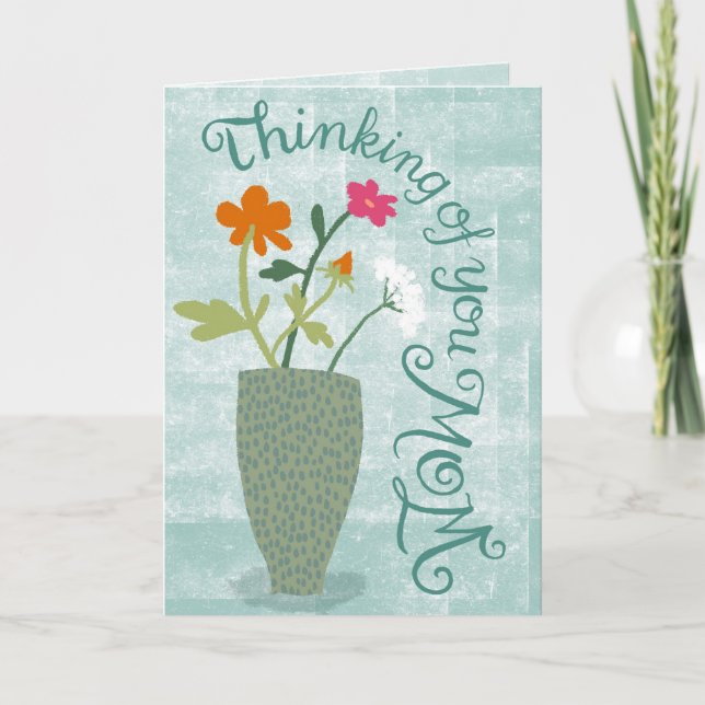 Thinking of You Mum – Bright Floral Abstract Card (Front)