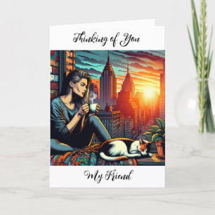Thinking of You my Friend   Woman Reading  Card