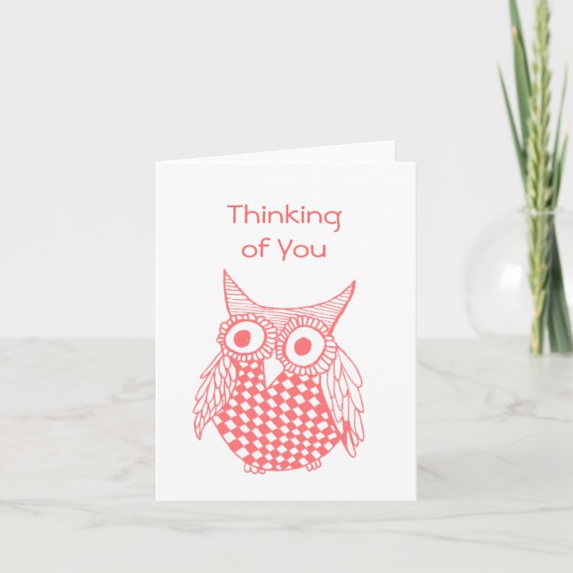 thinking of you note card with owl (Front)