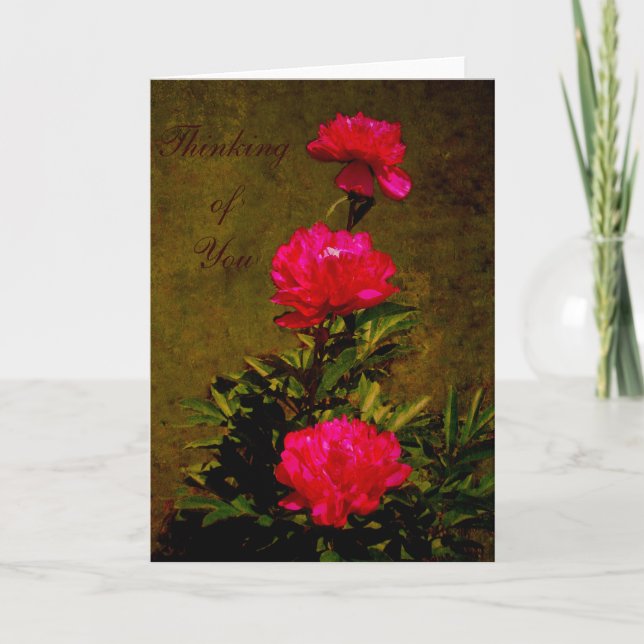 Thinking Of You - Olive Peony Card (Front)