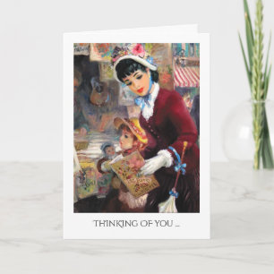 Thinking of You on Mother's Day Vintage Art  Card