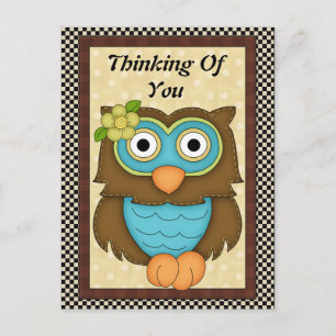 Thinking Of You Owl postcard