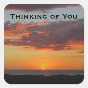 Thinking of You Pacific Coast Orange Sky Sunset Square Sticker