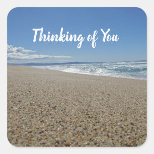 Thinking of You Pacific Ocean Coast Relaxing Beach Square Sticker