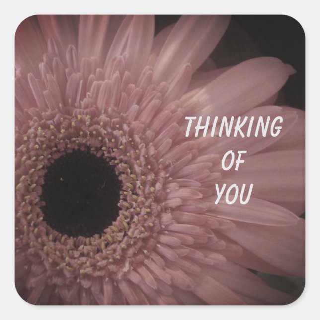 Thinking of You Pale Pink Flower Photo Floral Square Sticker (Front)