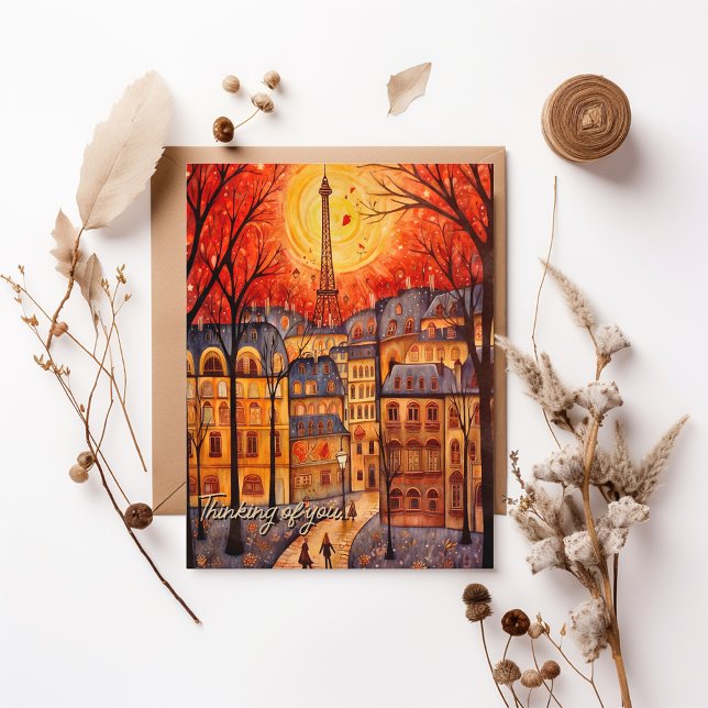  Thinking of you Paris / France fall city scene Postcard (Thinking of you Paris / France fall city scene Postcard)