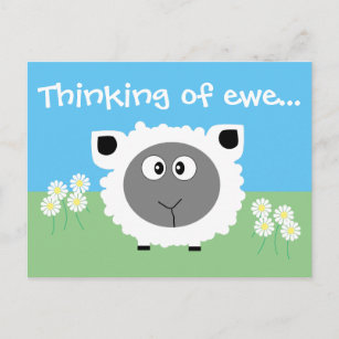 Thinking Of You Personalised Cute Funny Sheep Postcard