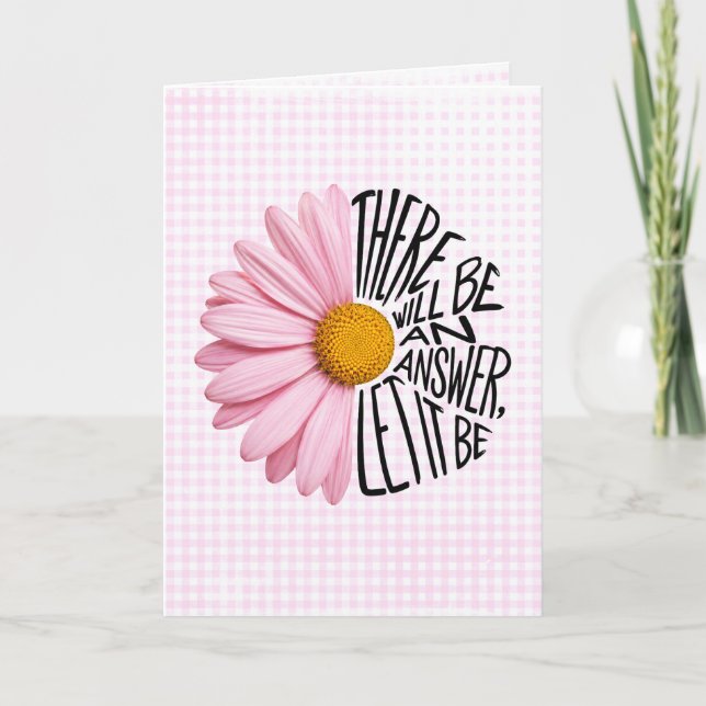 Thinking of You Pink Daisy on Gingham Card (Front)