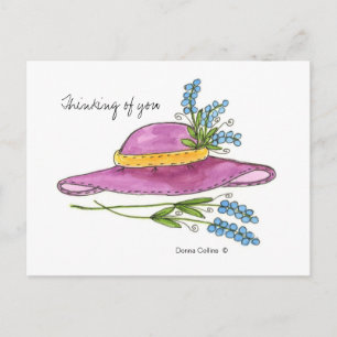 Thinking of You Pink Hat Post Card