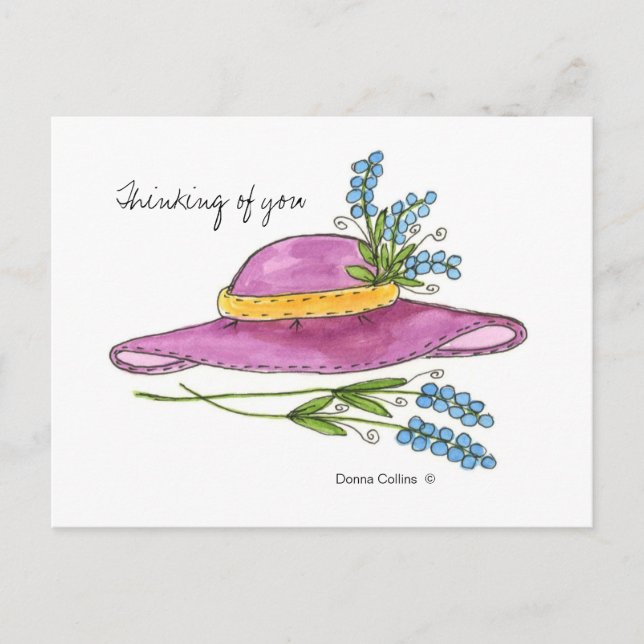 Thinking of You Pink Hat Post Card (Front)
