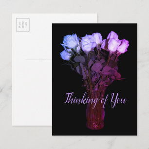 Thinking of You Pink Purple Rose Floral Photograph Postcard