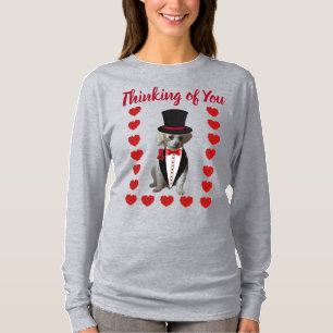 Thinking of You Poodle Red Grey Ladies Tshirt