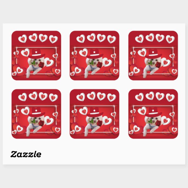 Thinking Of You Poodle Sticker Labels (Sheet)