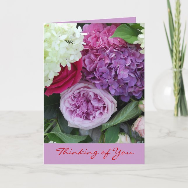 Thinking of You Pretty Floral Bouquet Flowers Card (Front)