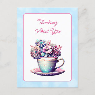 Thinking of You   Pretty Floral Friendship Postcard