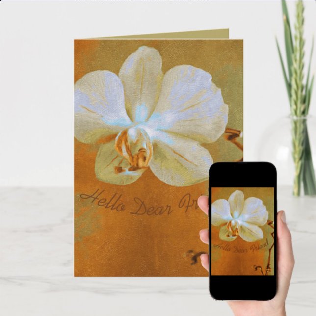 Thinking of You Pretty Orchid In Shades of Orange Card (Available for print and/or download)
