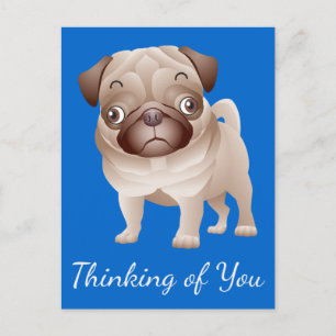 Thinking of You Pug Puppy Dog Graphic Postcard