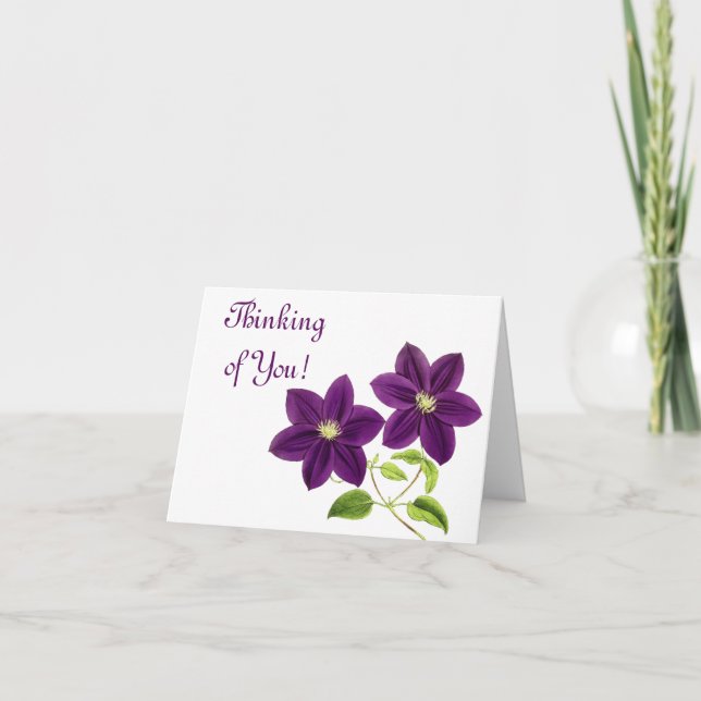 Thinking of You - Purple Flower Card (Front)