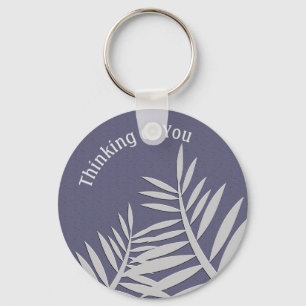 Thinking of You Purple Leaf Silhouette Friendship Key Ring