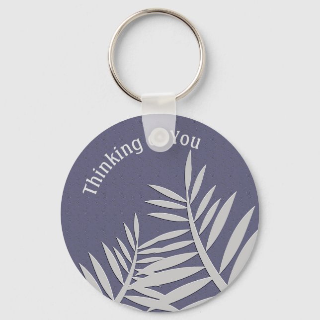 Thinking of You Purple Leaf Silhouette Friendship Key Ring (Front)