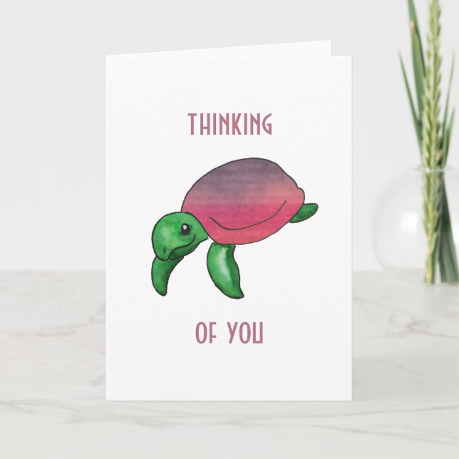 Thinking of You Purple Sea Turtle Card (Front)
