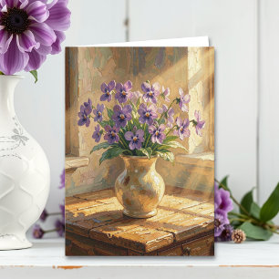 Thinking of You Purple Violets & Poem Card