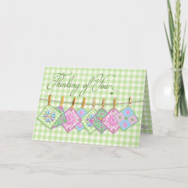 Thinking  of You - Quilt Squares - Clothesline - Card (Front)