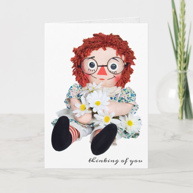 thinking of you rag doll and daisies card (Front)
