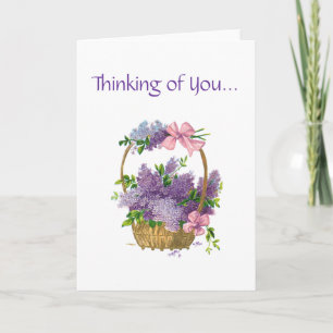 Thinking of You Retro Style Vintage Floral Bouquet Card
