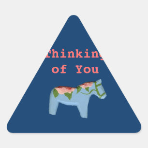 Thinking of You Rose Dala Horse Triangle Sticker