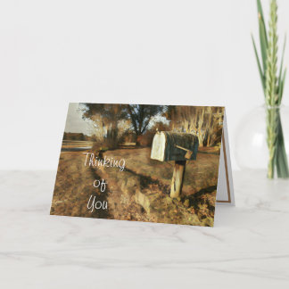 Thinking of You Rustic Mailbox on a Country Road Note Card