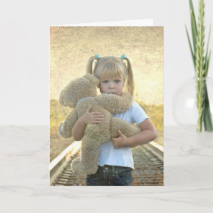 thinking of you-sad girl with teddy bear card
